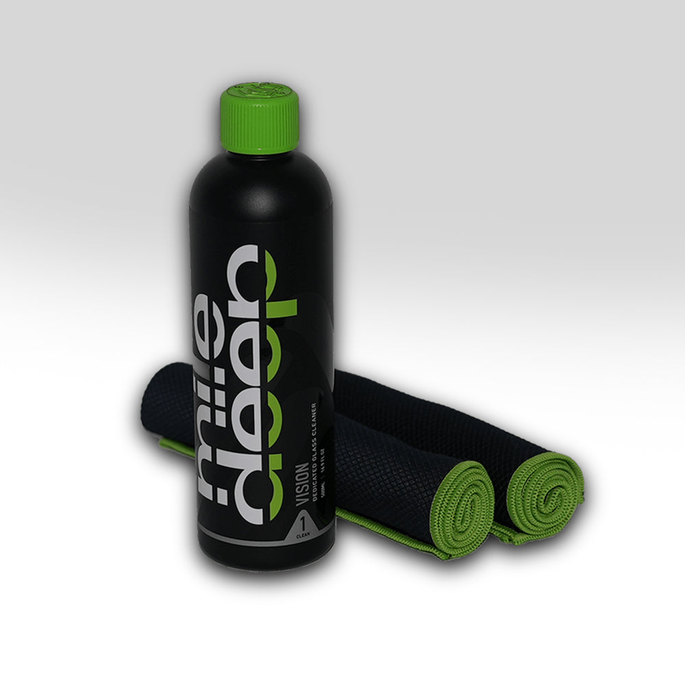 car glass cleaning kit - vision glass cleaner and clear glass cleaning cloth